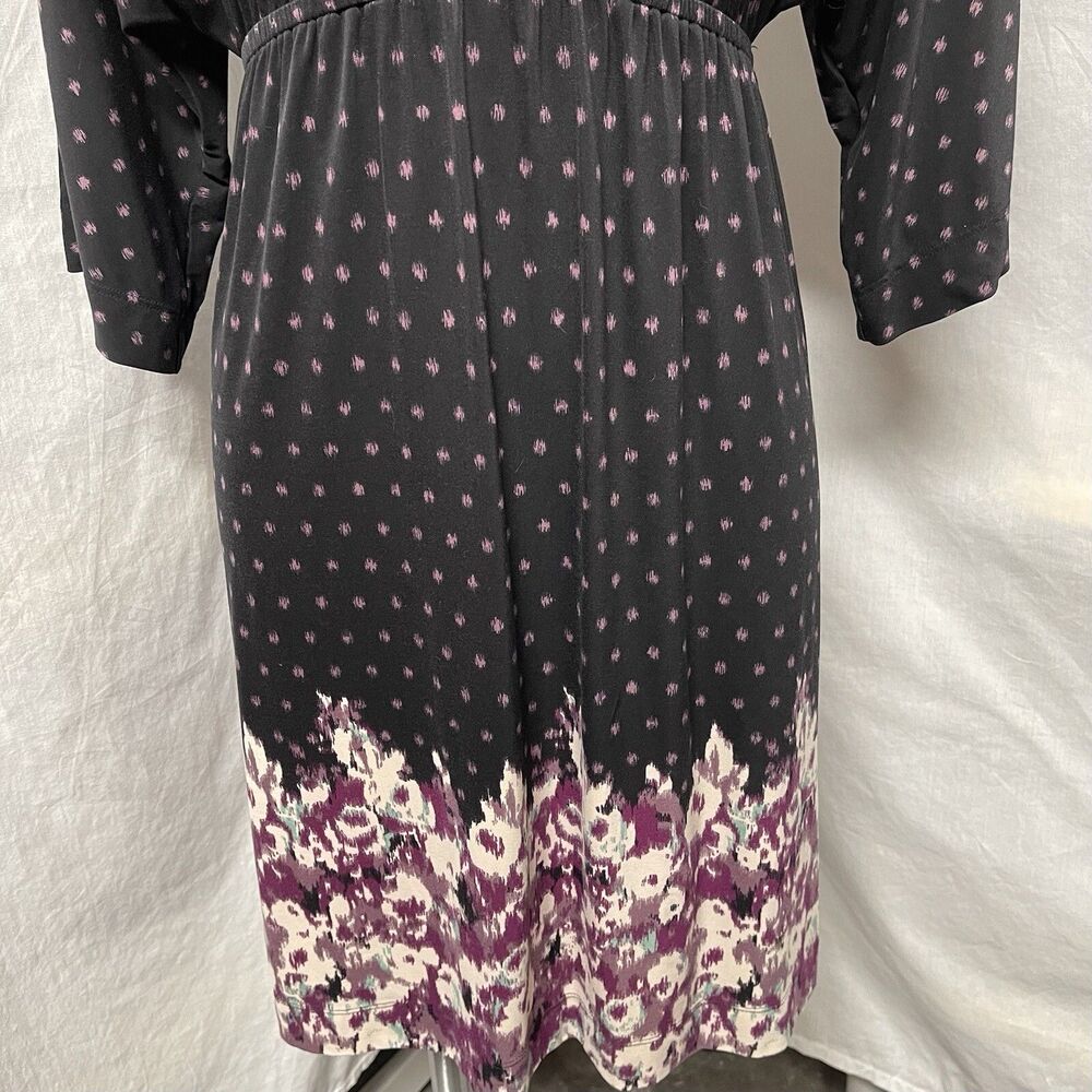 Soma Loungewear Empire Waist Tunic Dress Super Soft Black Purple Floral Sz XS - Picture 4 of 15